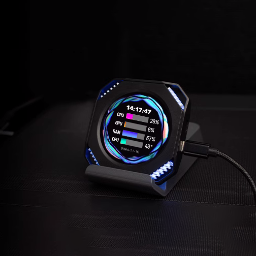 Vortex | 2.1-inch PC Case Water Cooling Screen, Secondary Case Screen, USB Plug-and-Play, Dynamic Display for Desktop Monitoring
